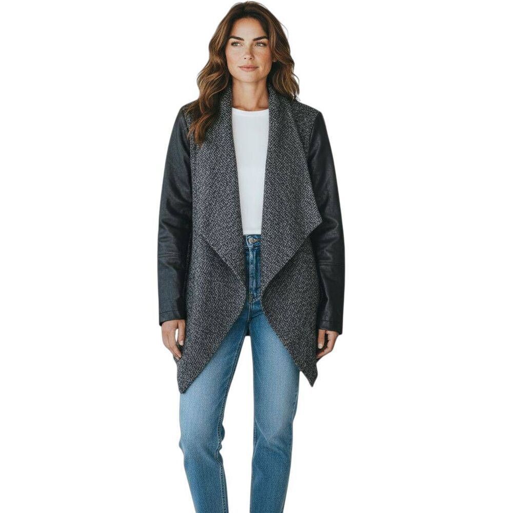 Bershka Faux Leather Sleeve Cardigan Sz.M Euc.